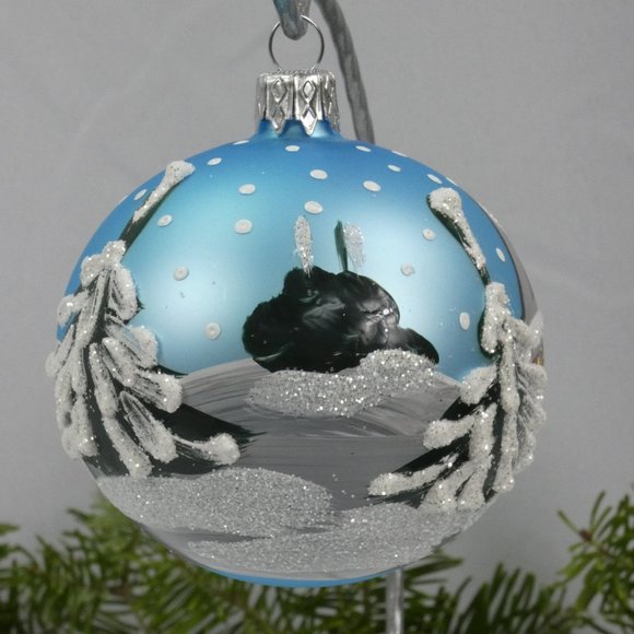 Winter Village Hand Decorated Christmas Ornament 3" Blown Glass Ball**SET OF 6** - Picture 3 of 5